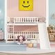 preview thumbnail 2 of 42, Contemporary Modern Style Full Over Full Low Bunk Bed,Solid Wood Bed with Fence and Ladder for Kids,Versatile Bunk Bed