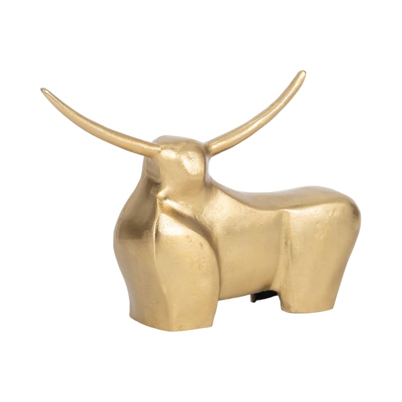 Sagebrook Home Gold Aluminum 8" Standing Bull Figurine - A Majestic Accent for Home Decor - 12" x 3" x 8"