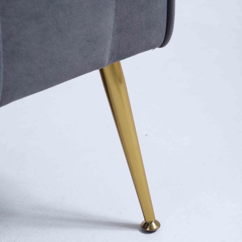Modern Upholstered Accent Chair with Ottoman and Metal Legs for Living Space