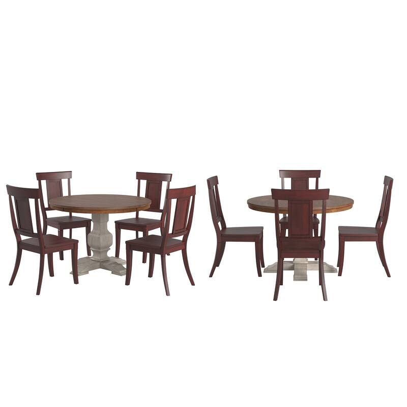 Ronda 45" Round Solid Wood Top Dining Set with Panel Back Chairs