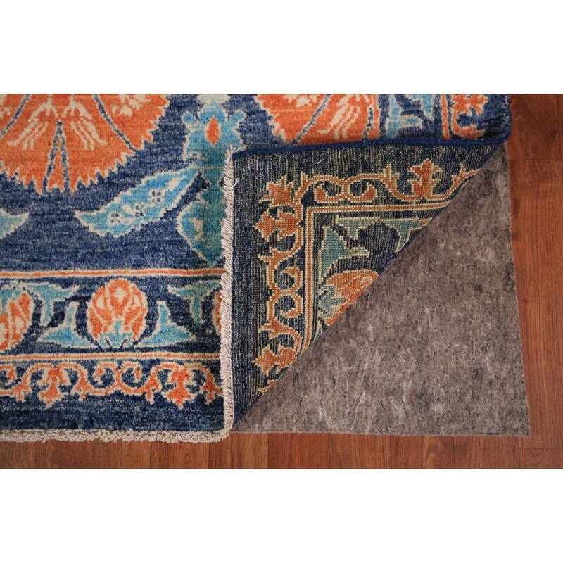 Blue & Orange Ziegler Vegetable Dye Area Rug Hand-Knotted Wool Carpet - 6'2" x 9'5"