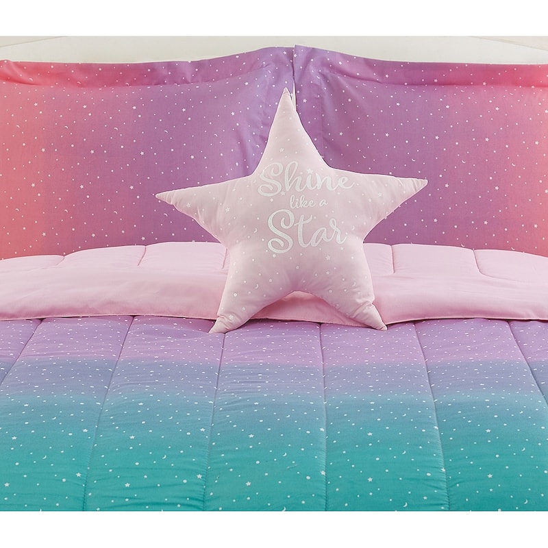 Jada Celestial Ombre Pink/Purple/Aqua Soft Microfiber Comforter Set ...