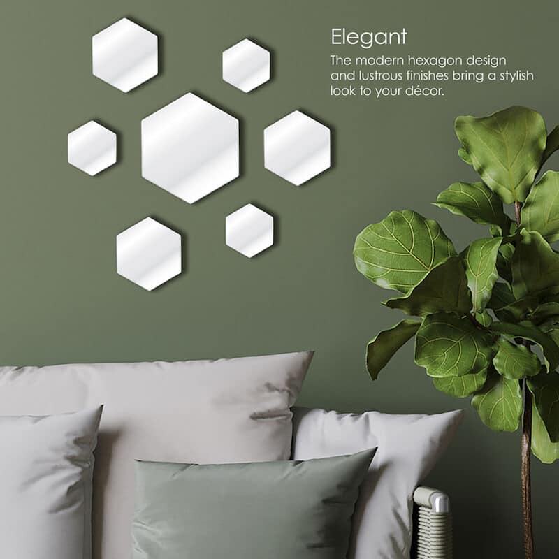 Elements Set of 7 Hexagonal Wall Mirrors