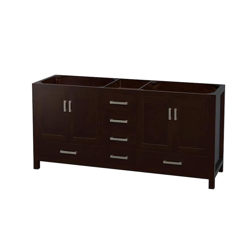 Wyndham Collection Sheffield 71" Double Freestanding Hardwood Vanity - Espresso - Espresso Finish