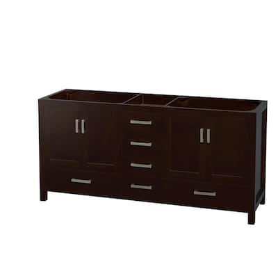 Wyndham Collection Sheffield 71" Double Freestanding Hardwood Vanity