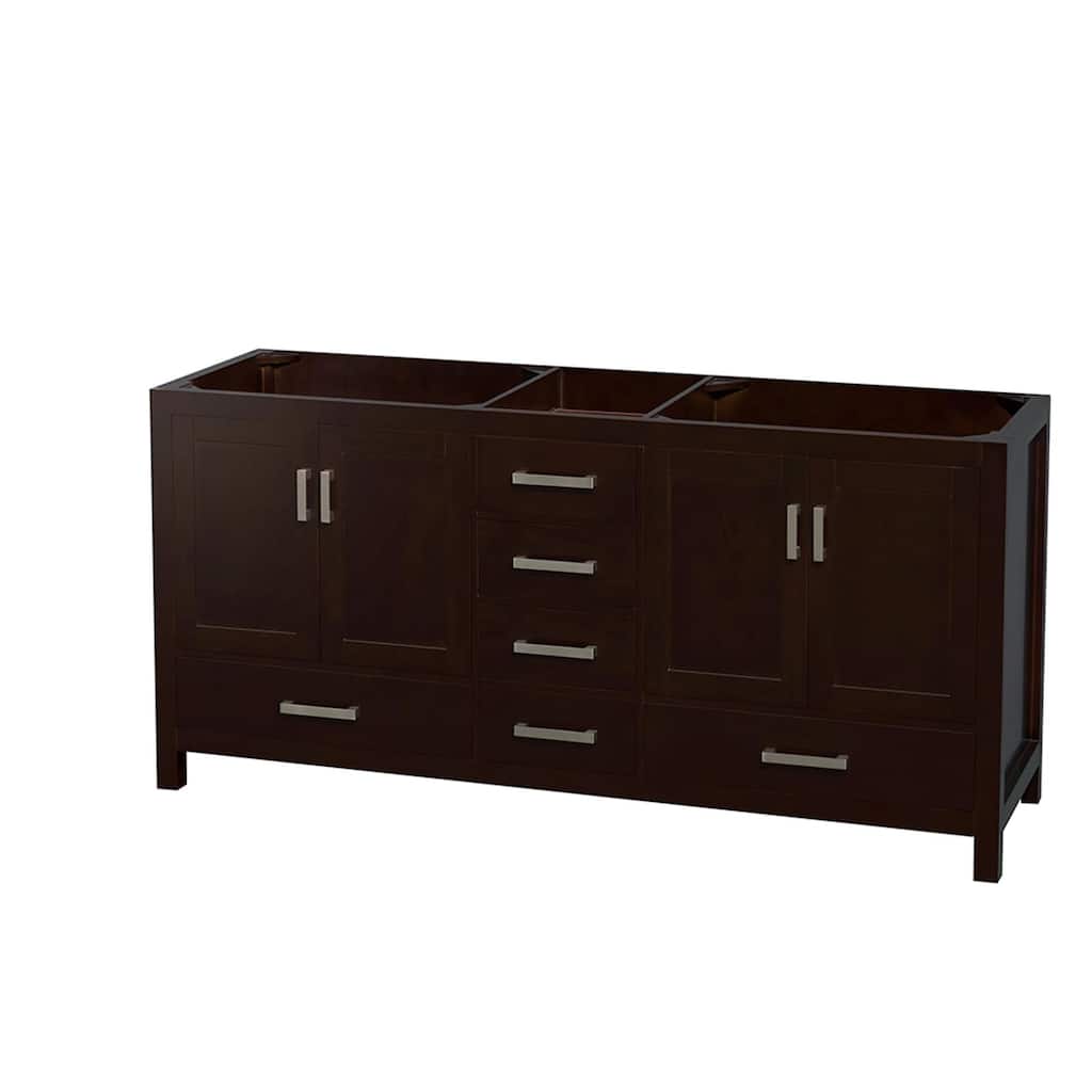 Wyndham Collection Sheffield 71" Double Freestanding Hardwood Vanity