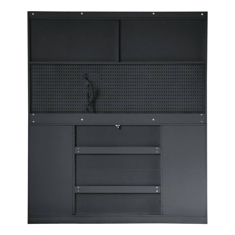 63" Buffet Hutch with Coffee Bar – 6 Drawers, 5 Adjustable Cabinets, Pegboard, Towel Rack & Power Outlet