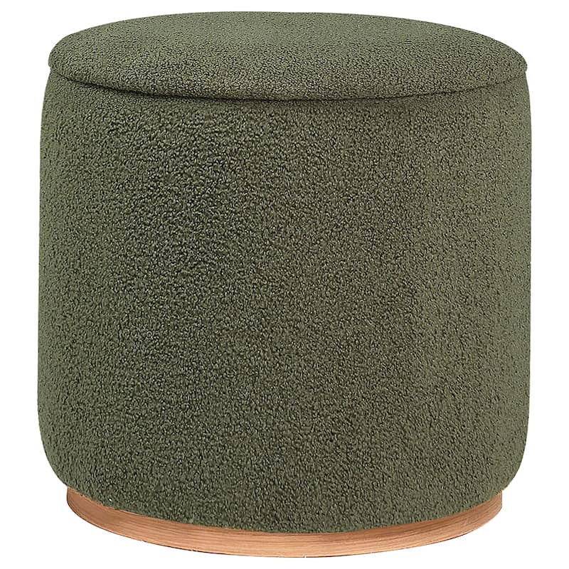 Zena Faux Sheepskin Upholstered Round Ottoman - Green