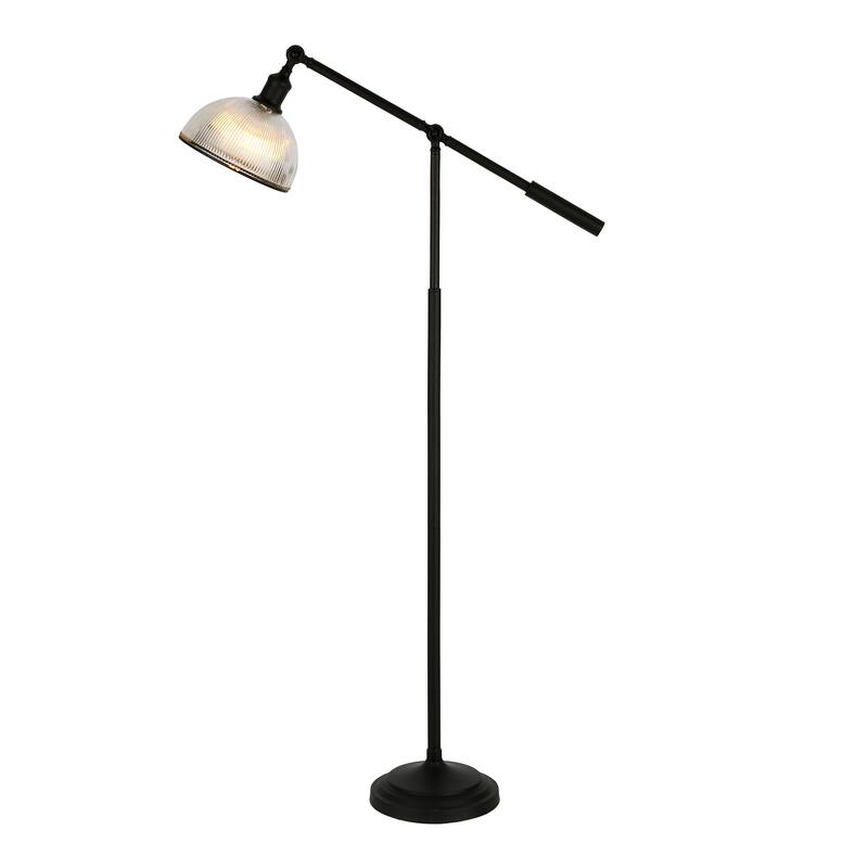 Frenkel Blackened Bronze Floor Lamp with Ribbed Glass Shade - Blackened Bronze