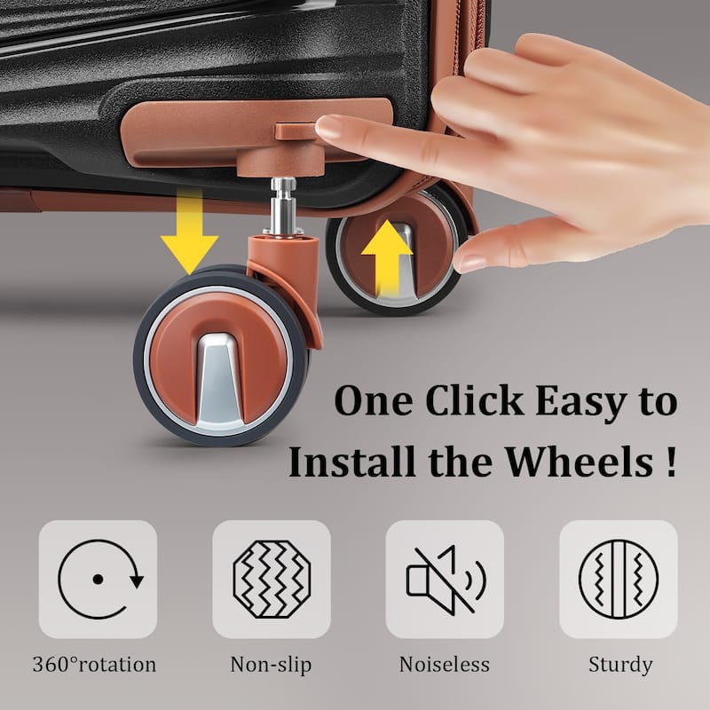 4-Piece, 14/20/24/28-Inch Modern Lightweight Luggage Expandable Luggage with Spinner Wheels, for Boarding Travel, Black