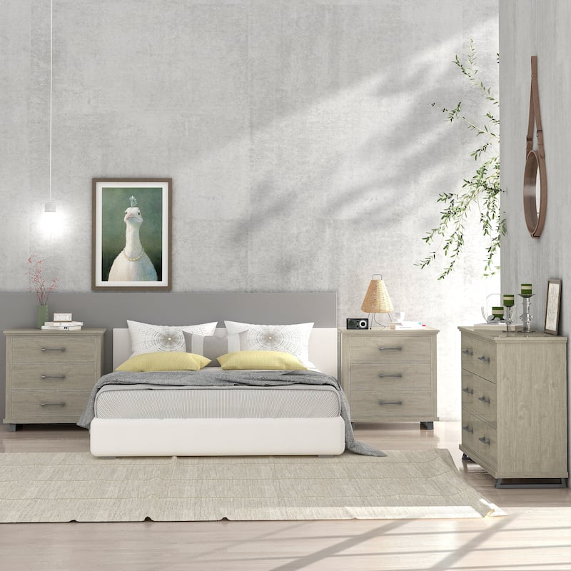 Farmhouse 3-Piece Bedroom Set - 2 Nightstand and 1 Dresser