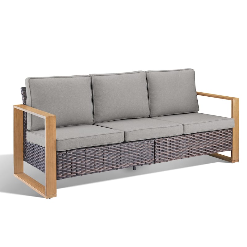 Gymojoy Brown Rattan Sofa Deep Seating Sofa
