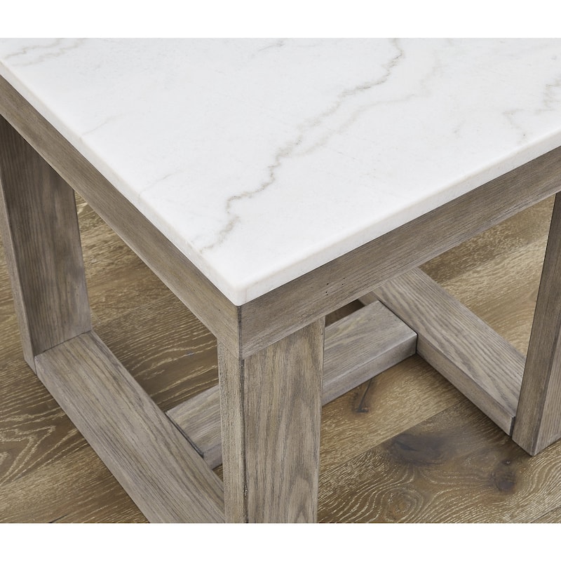 Signature Design by Ashley Loyaska Grayish Brown / Ivory Square End Table - 24"W x 24"D x 24"H