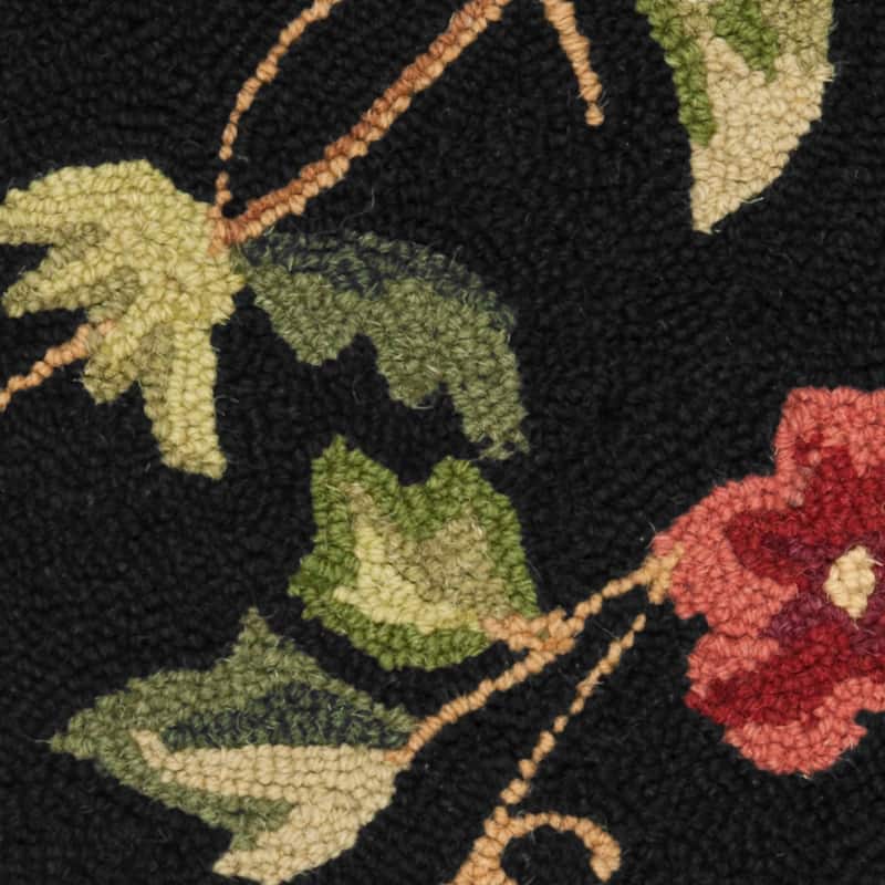 SAFAVIEH Handmade Chelsea Rubi French Country Floral Wool Rug - 2'9" x 4'9" - Black - Rectangle