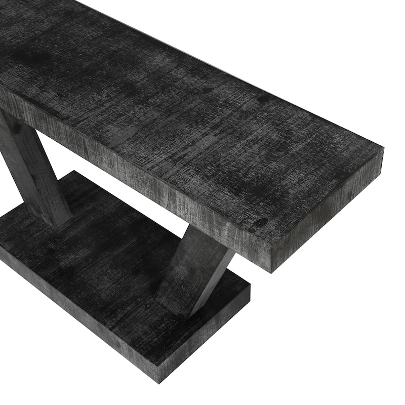 60 Inches Vintage Distressed Wood Entryway Bench with 2-Tier Solid Wood Veneer Storage Cabinet,Rustic Wide Design for Hallway