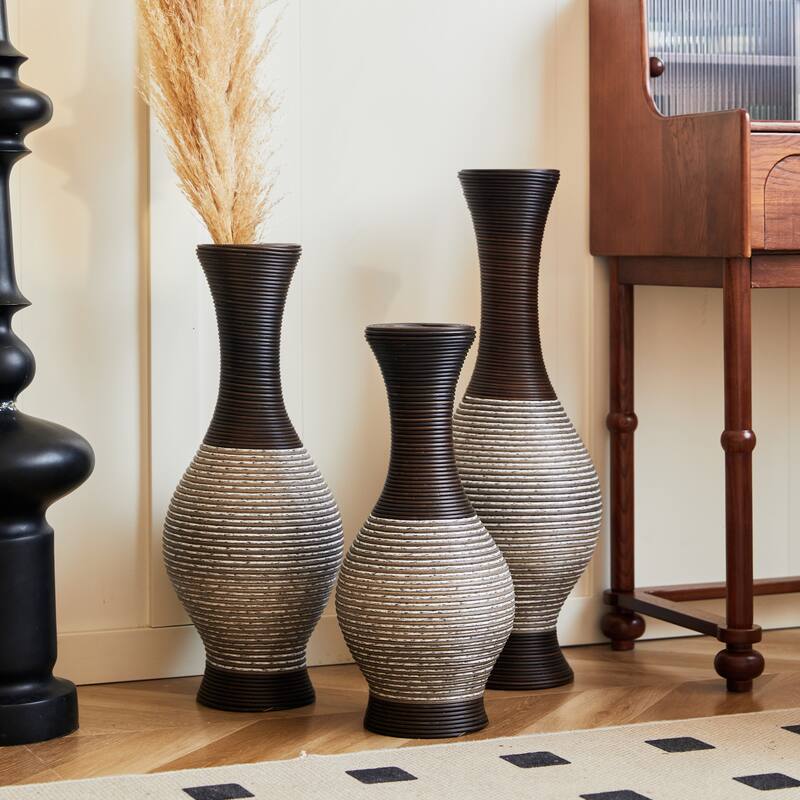 Desktop Vase, High Independent Flower Stand, Artificial Vine Vase, PVC Floor Vase, Home Decoration Flower Stand Set of 3