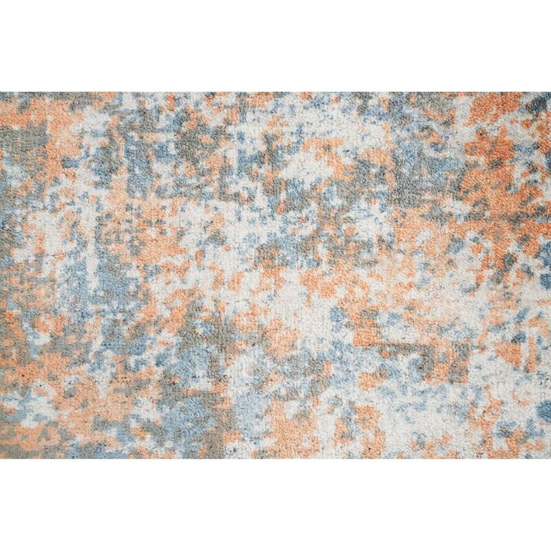 Hand Knotted Oriental Viscose Silk Carpet Modern All-Over Multi-Colored Abstract Area Rug - 4' 0'' X 2' 0''