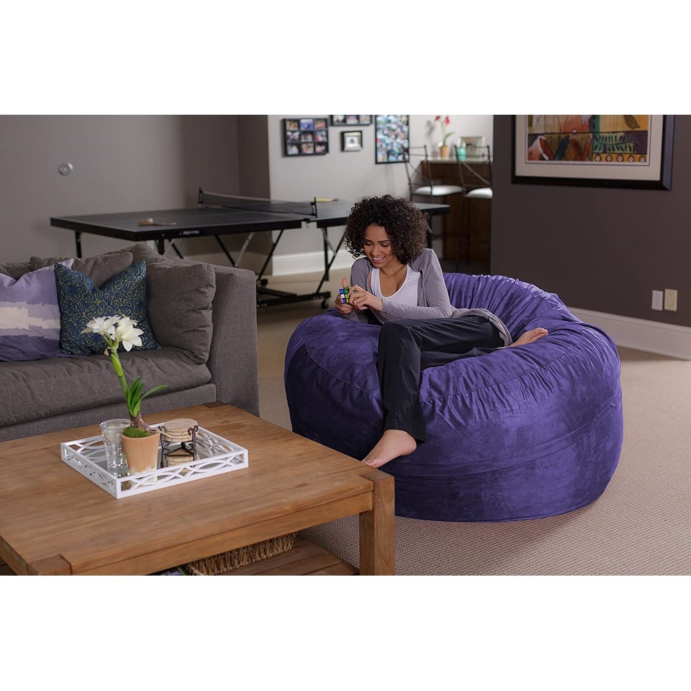 Foam Labs 5.5 ft Warwick Bean Bag Pillow Premium Chenille In Plum