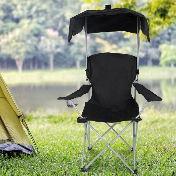 Folding chair with sun shade sale