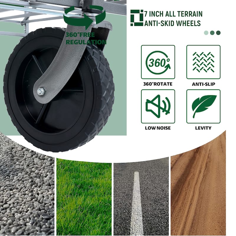 Foldable Hand Cart, Wheeled Collapsible Hand Cart