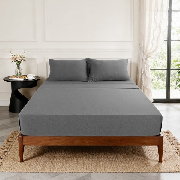 Simply Essential™ Ultimate Soft Jersey Knit Deep Pocket Sheet Sets - Queen - Heather Dark Grey