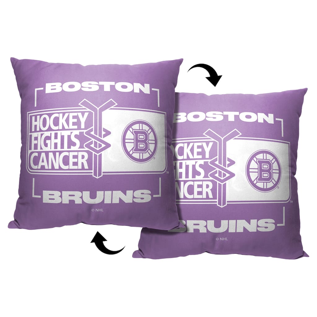 NHL Boston Bruins Hockey Fights Cancer Fight For 18 Inch Throw Pillow