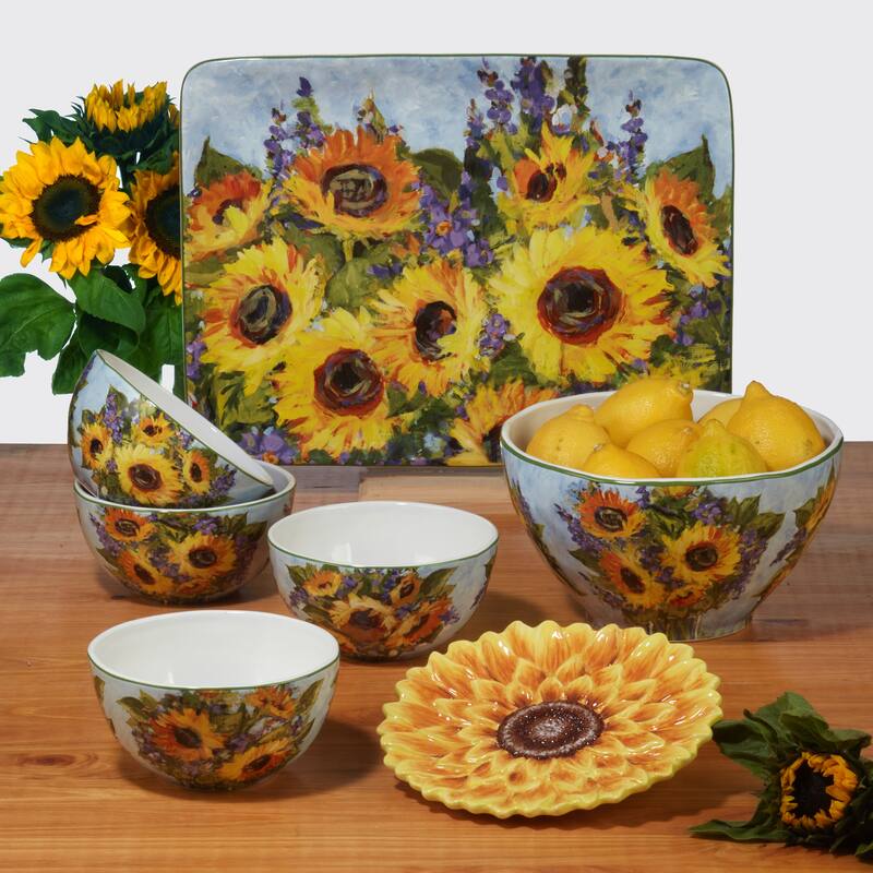 Certified International Sunflower Bouquet 3 piece Canister Set, 54 oz., 72 oz., 104 oz. - 54 oz., 72 oz., 104 oz.