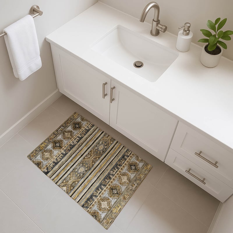 Premium Washable Super Soft Boho Global Mayfield Rug - Chocolate - 1'8" x 2'6"
