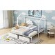 preview thumbnail 10 of 13, White Modern Kids Bed House Platform Bed with 2 Storage Drawers, Twin XL to King Design