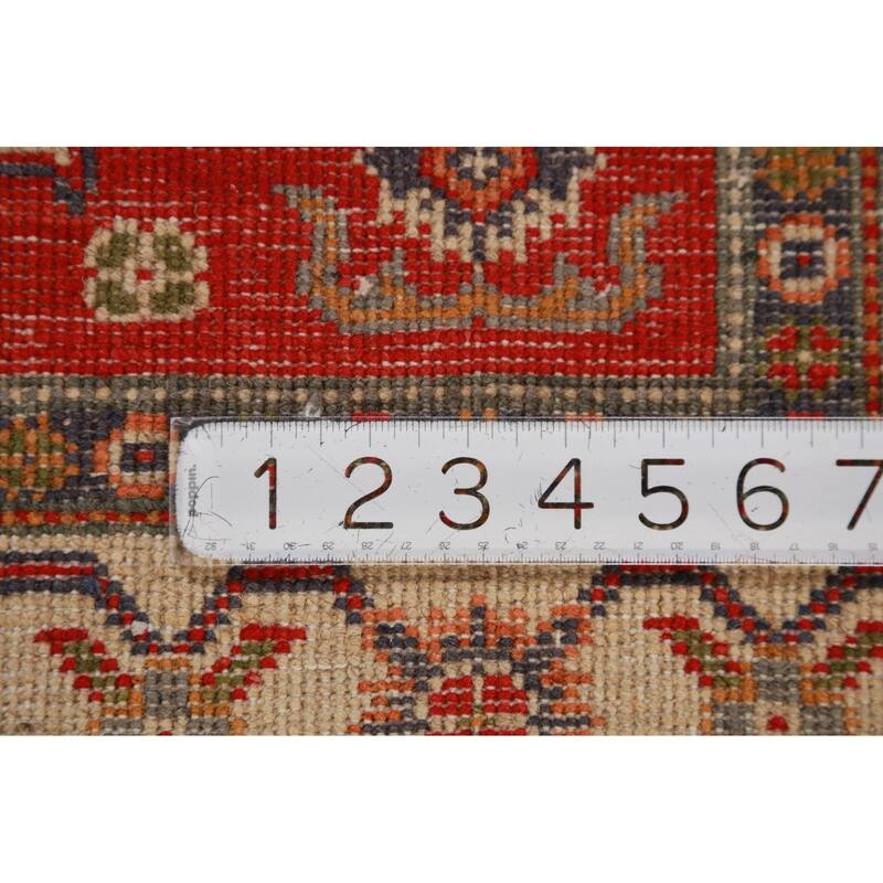 Traditional Red Foyer Rug Hand-Knotted Geometric Wool Carpet - 2'9"x 4'1"