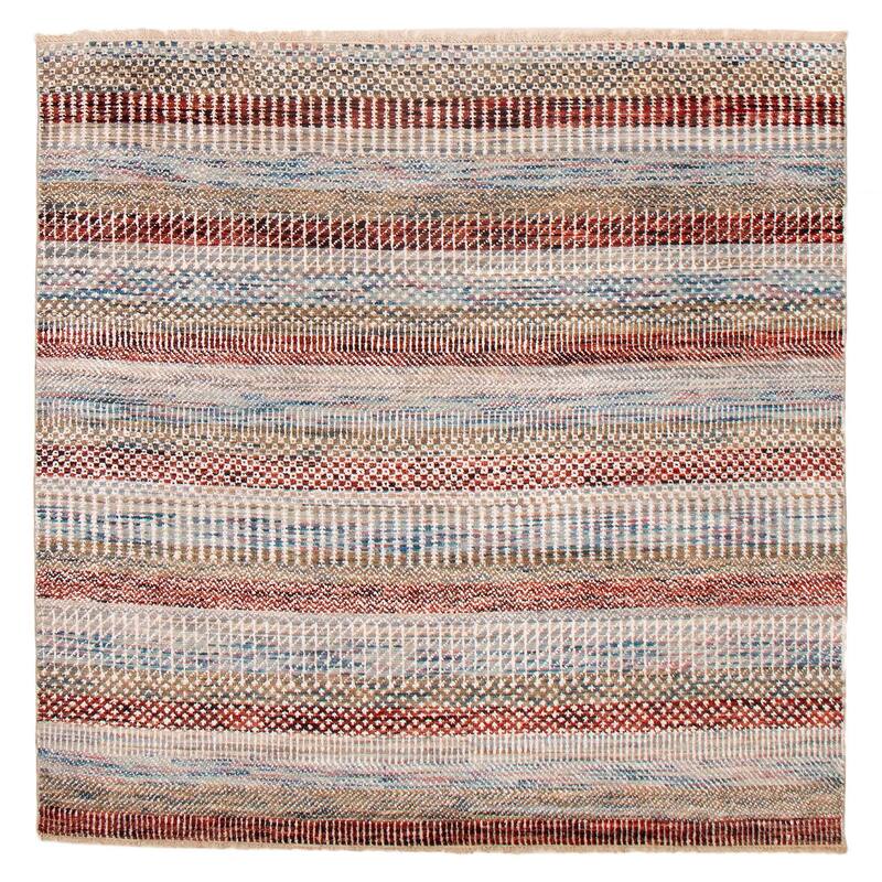 ECARPETGALLERY Hand-knotted Silk Shadow Multi Color Viscose, Wool Rug - 6' 9" x 6' 10" - Multi Color - 6' 9" x 6' 10" - Square