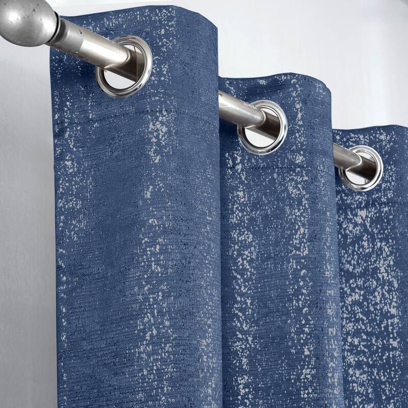Dainty Home 2 Pack Artisinal 100% Blackout Grommet Curtain Panel Pair with 3D Lurex Texture