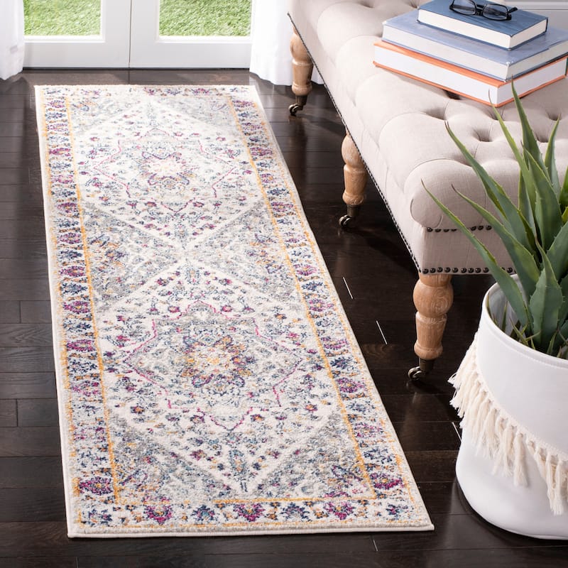 SAFAVIEH Evoke Slavenka Vintage Boho Medallion Rug - 2'2" x 7' Runner - Ivory/Grey