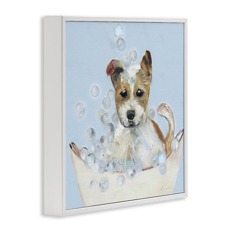 Stupell Fun Bubbles Puppy Bath Framed Giclee Art Design By Sally Swatland