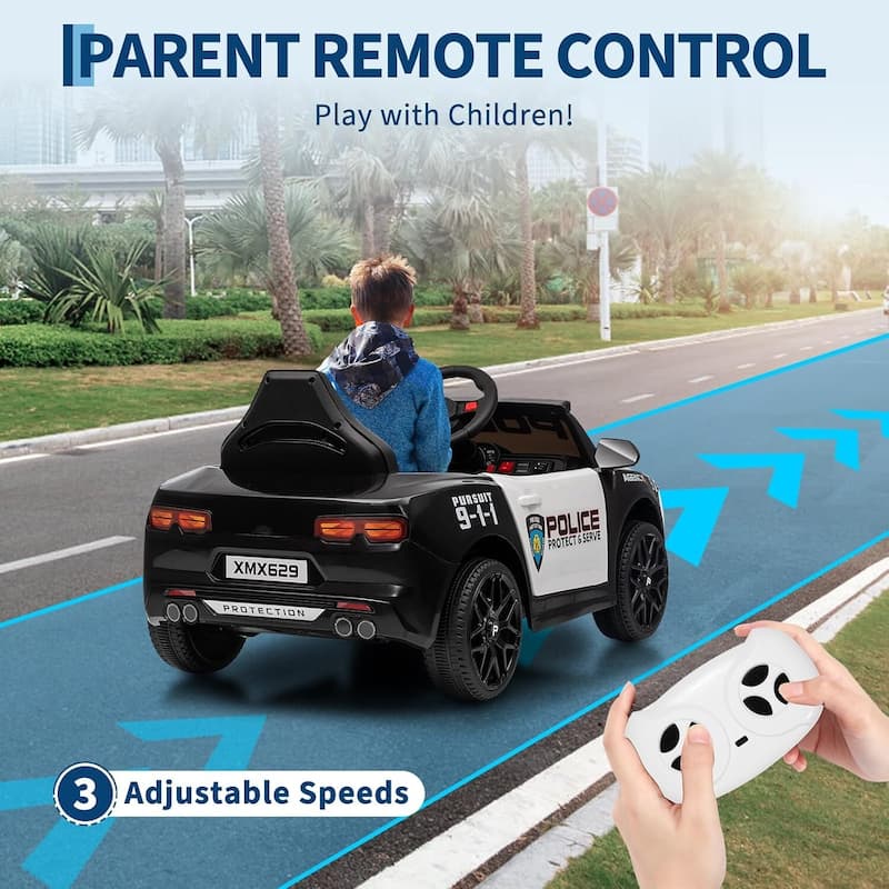 12V Electric Police Car Ride on Toys for Kids to Drive