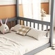 preview thumbnail 15 of 28, Twin Size Pine Wood Canopy Frame Floor Bed with Fence and Guardrails for Bedroom