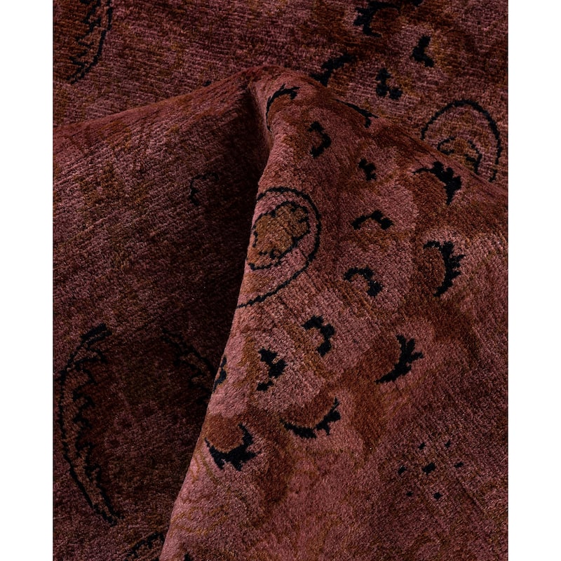 Overdyed One-of-a-Kind Hand-Knotted Area Rug - Purple - 9' 1" x 9' 1"