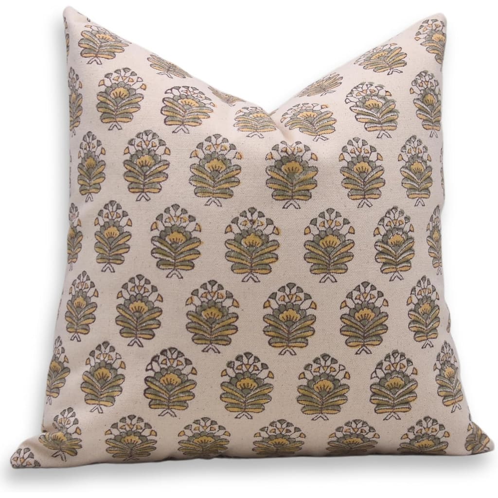 Fabdivine Block Print Floral Cotton Cushion Cover Famhouse Decor