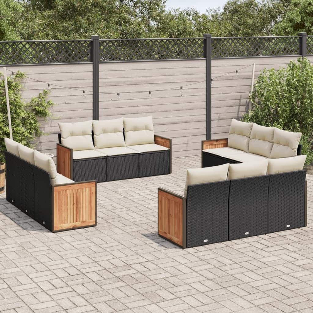 vidaXL Patio Sofa Set with Cushions Outdoor Conversation Furniture Poly Rattan