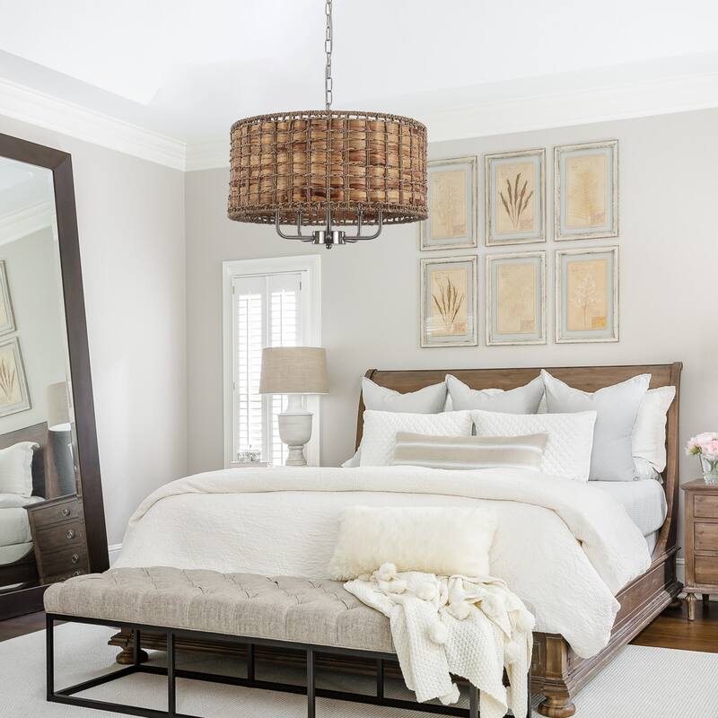 5-Light Candlestick Circle Hanging Farmhouse Chandelier Linear Island Chandelier Lighting for Dining Room