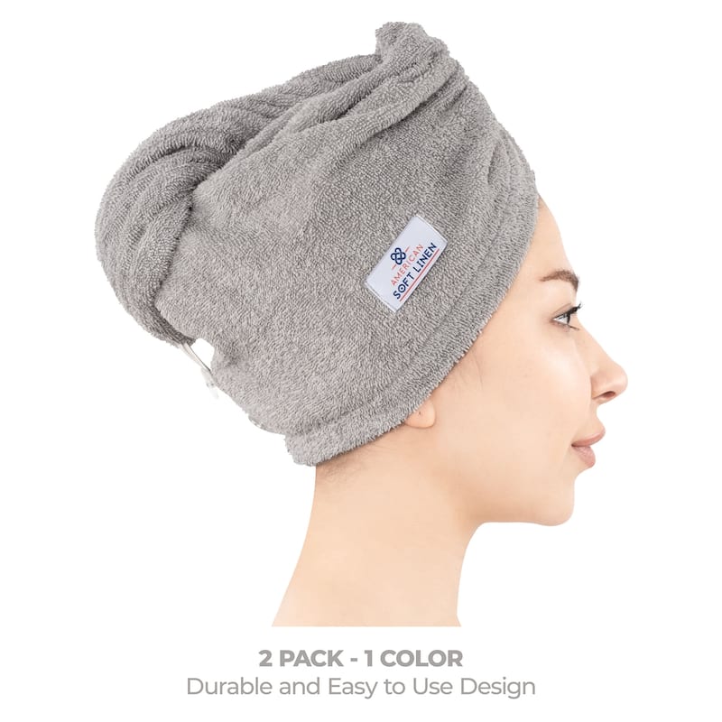 American Soft Linen 100% Cotton Hair Drying Towels for Women, Cotton Hair Turban Turkish Towel Wrap, Head Towel Cap for Hairs