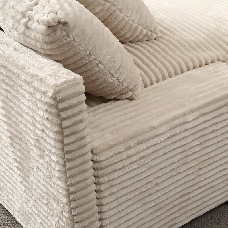Corduroy Convertible Chair Bed with Removable Back Cushions and 350lb Capacity
