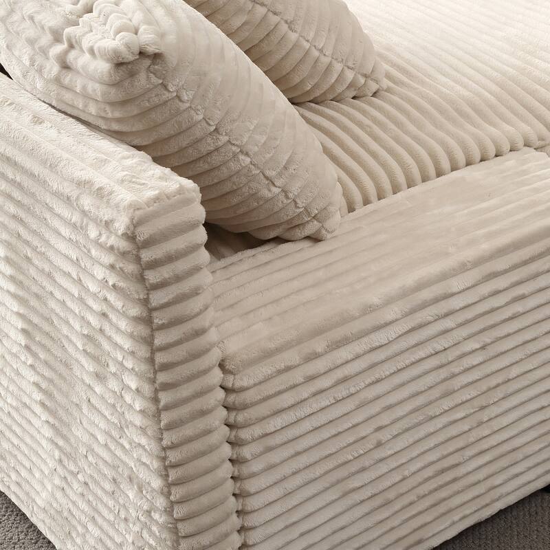 Corduroy Upholstered Lounge Chair with Storage Ottoman, Modern Leisure Sofa Chair, Chaise Reading Chair for Living Room, Bedroom