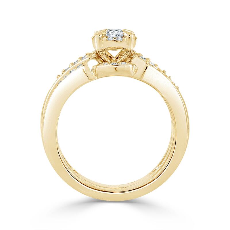 Auriya 1/2ctw Round Halo Diamond Engagement Ring Set 14k Gold