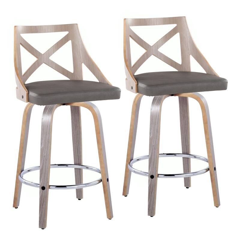 The Gray Barn Charlotte 26" Fixed-Height Counter Stool with Bent Wood Legs (Set of 2)