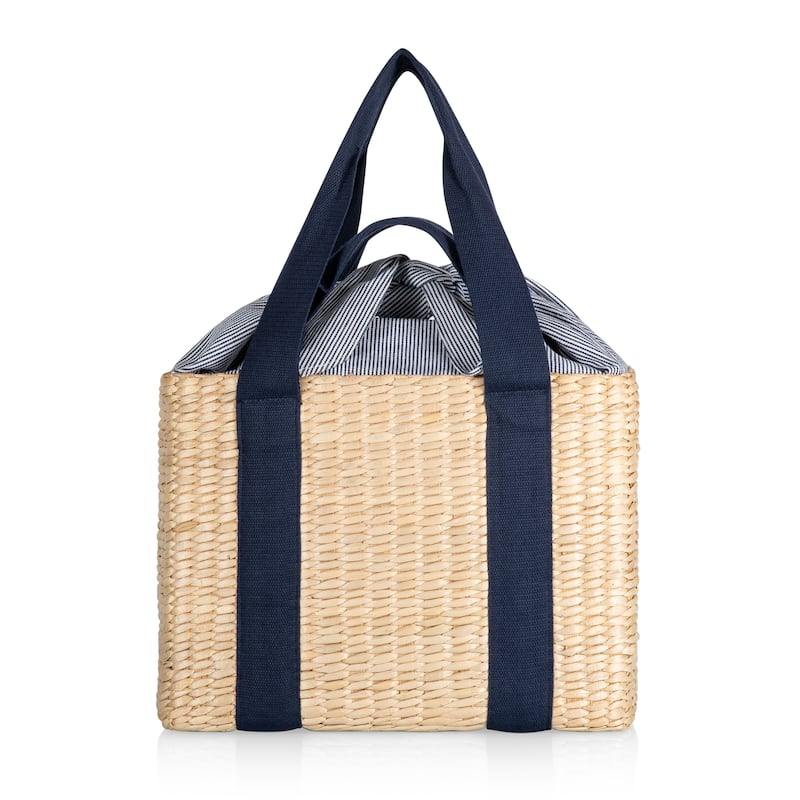 Picnic Time Parisian Picnic Basket Tote, (Beige with Navy Blue Accents)