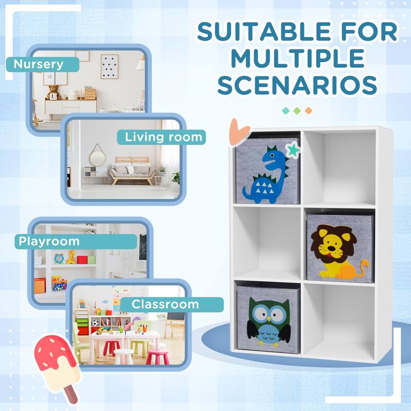 Children's Toy Organizer, Toy Storage with 3 Storage Bins and Cute Animal Design, Toy Shelf