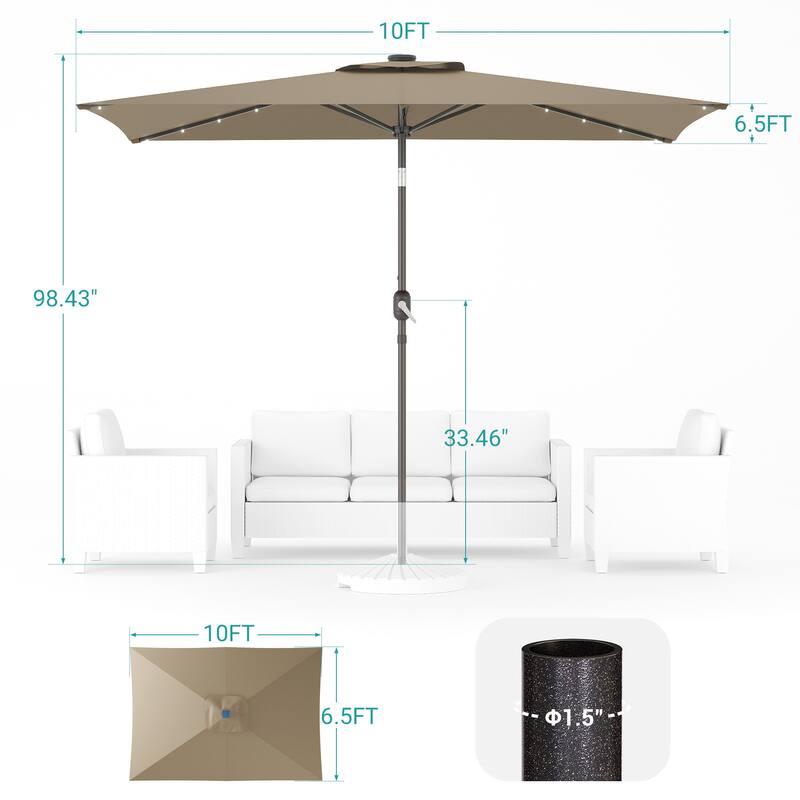 BONOSUKI LED 10 x 6.5ft Outdoor Umbrellas Patio Market Table Umbrellas