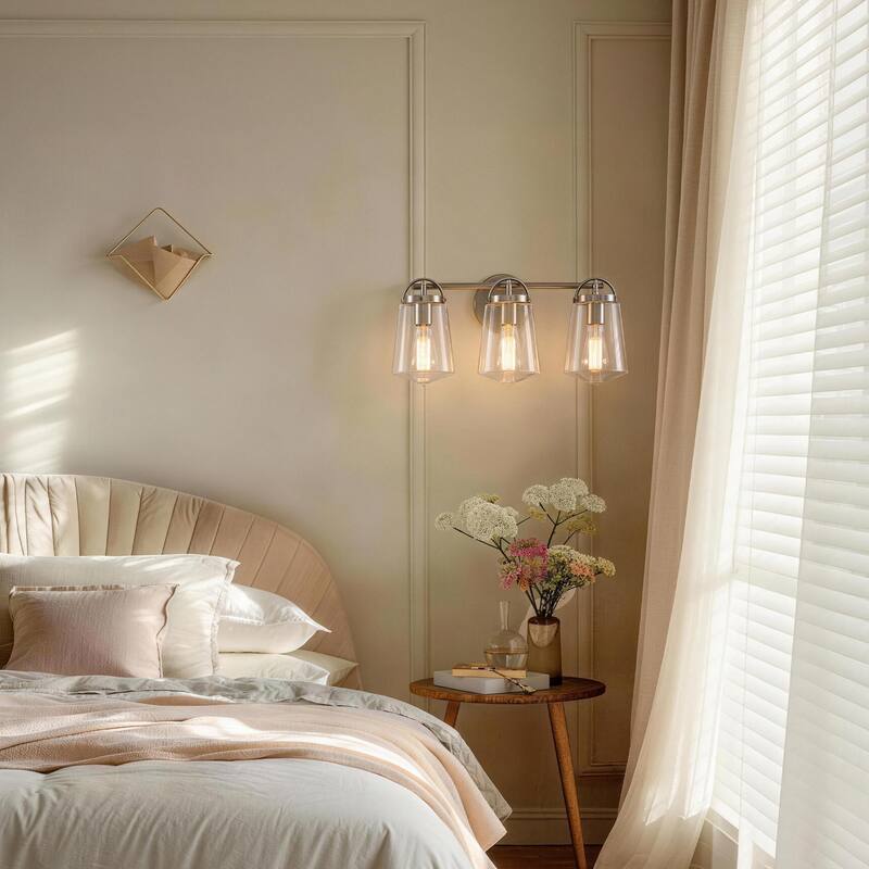 22" Modern 3-Light Glass Bathroom Vanity Wall Light Sconce