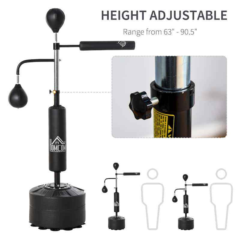 HOMCOM Punching Bag with Stand Boxing Set Kickboxing Bag with 360° Reflex Bar Height Adjustable for Adult Youth, Home Office Gym